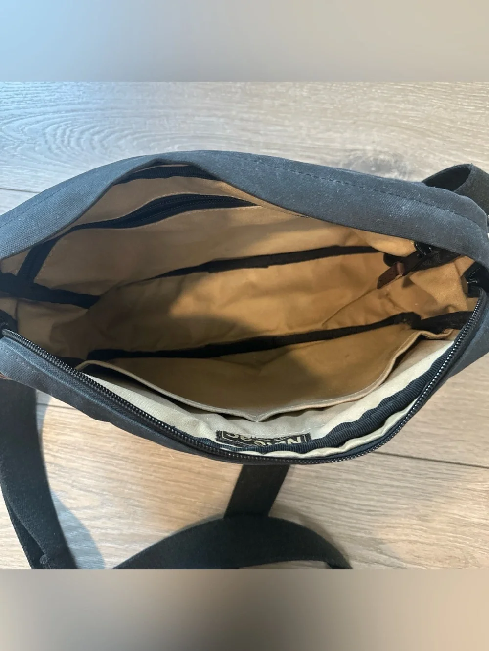 NutSac Magsatch 11 Messenger Bag Waxed Canvas Black Brown Leather Made In USA